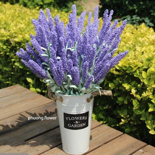 Cành hoa oải hương lavender giả nhân tạo dài 54cm loại 12 hoa dài lớn cành dài mềm nhiều lá tuyệt đẹp