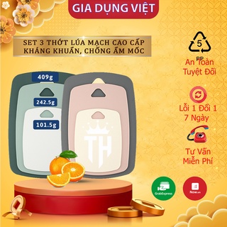 Set 3 Thớt Lúa Mạch Kháng Khuẩn Cao Cấp Thớt Kháng Khuẩn Chống Nấm Mốc Chống Trơn Trượt &amp; Xước Bề Mặt Độ Cứng Tốt