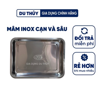 Khay inox chữ nhật loại cạn và sâu đủ size dùng làm mâm phục vụ chất liệu inox sáng bóng của gia dụng du thủy