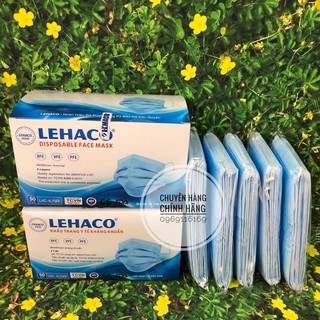 Khẩu Trang Kháng Khuẩn Màu XANH Lehaco 4 lớp  50 cái/ hộp - Khẩu Trang y tế Lehaco Kháng Khuẩn