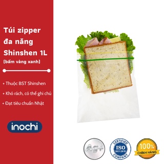 Túi zipper đa năng Shinshen 1L (loại bấm vàng xanh) - Túi lưu trữ thực phẩm, Khoá miệng chắc chắn, Chất lượng Nhật Bản