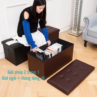 Ghế Hộp Đựng Đồ Đa Năng, Thùng Đựng Đồ Kiêm Ghế Ngồi - Cỡ Lớn 76x38x38cm - Khung Gỗ Nhân Tạo, Chịu Lực 150kg - VSeat