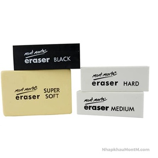 Bộ Set 4 gôm tẩy chuyển nghiệp Mont Marte Signature Artist Erasers 4pc (tẩy đen, tẩy siêu mềm, tẩy cứng, medium)