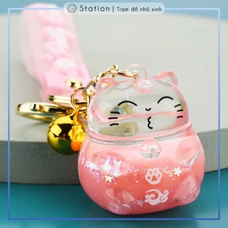 Móc khóa mèo Neko trong suốt có dây -  GSK122