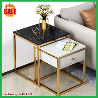 Bàn trà vân đá có ngăn kéo - Bàn uống nước - Bàn sofa - Bàn cafe