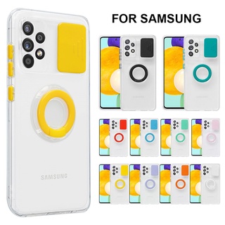 Ốp điện thoại màu kẹo trơn có vòng đỡ thời trang cho Samsung Galaxy S23 S22 Ultra S21 Fe Plus 5G