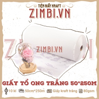 Cuộn giấy tổ ong gói hàng 50cmx250m | Giấy trắng | Giấy kraft chống sốc, chống trầy xước | Thay thế bọc nilong