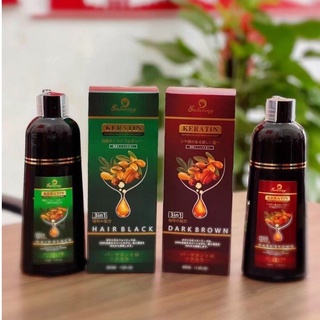 [ CHÍNH HÃNG ](Siêu rẻ) Dầu gội phủ bạc tóc đen - nâu karatin phủ bạc hiệu quả tại nhà 500ml