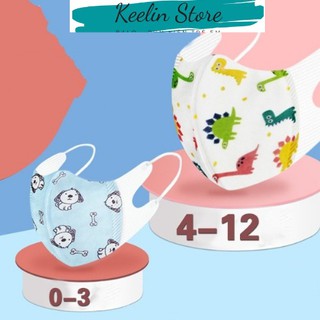 Khẩu trang  cho bé 1-12 tuổi in hình 3d kháng khuẩn dễ thương Keelin Store tái sử dụng (1 chiêc)