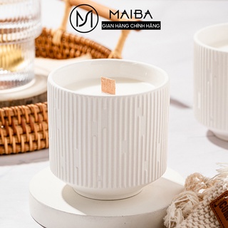 Nến Thơm Phòng Bấc Gỗ MAIBA Tinh Dầu Thư Giãn, Giảm Stress Trang Trí Và Quà Tặng
