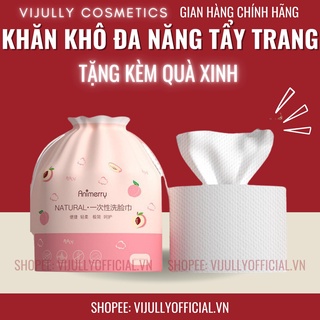 Khăn giấy khô đa năng cotton cao cấp tẩy trang tiết kiệm, khăn lau mặt tiện lợi Animerry Natural túi trái đào