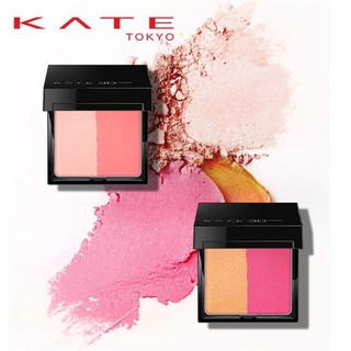 Phấn má hồng Kanebo Kate 3D Cheeks, phấn trang điểm má hồng hai màu tự nhiên, kèm cọ