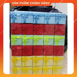 *HOT* - Combo 24 hộp đựng nhẫn nơ ép trơn size 4x4x2,5cm (nhiều màu)