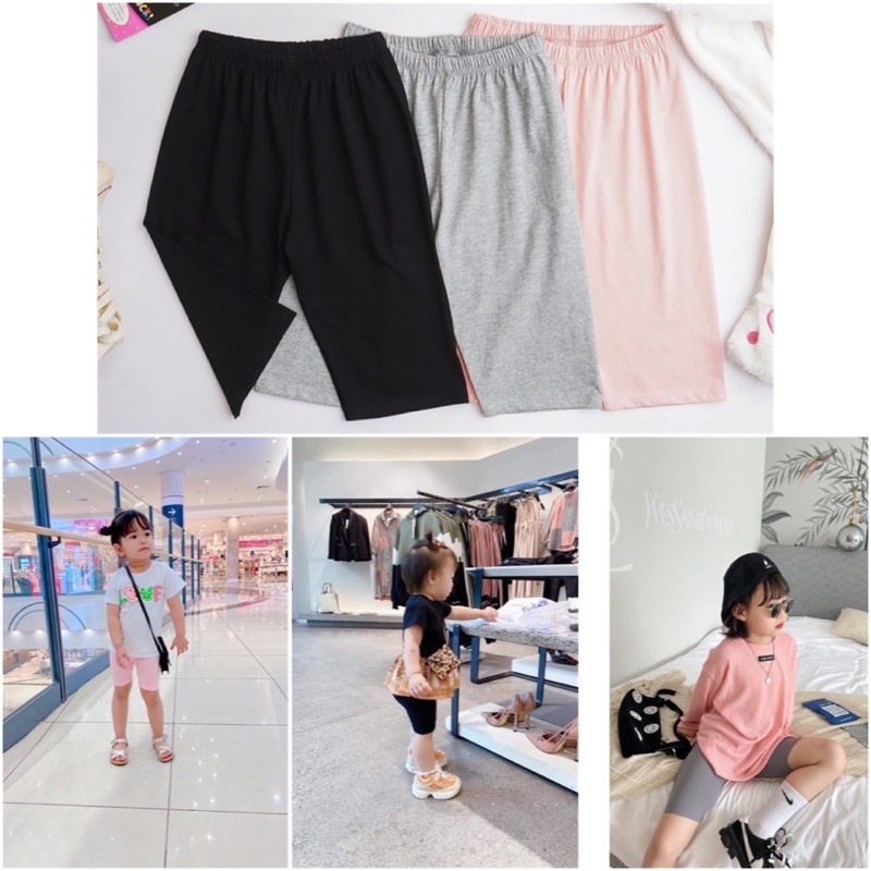 Quần legging đùi trơn basic bé gái 3-9Y