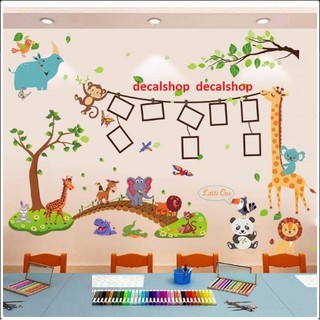 BỘ COMBO DECAL GHÉP ĐÔI TRANG TRÍ - Thú Dây Khung hình kết hợp Cầu Gỗ ( 2 TẤM )