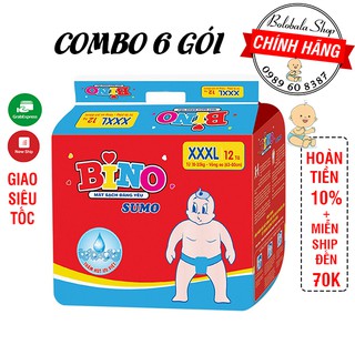 Combo 6 gói Tã Dán Bino Bigsize XXXL 12 miếng (18-35kg)