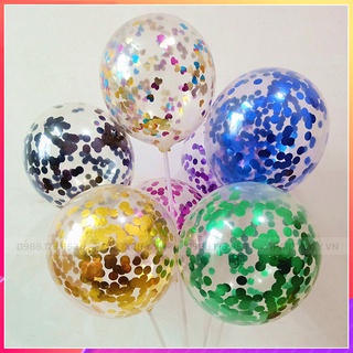 Bóng bay Sequin kim tuyến trong suốt có nhũ size 25cm trang trí sinh nhật, thôi nôi, đầy tháng