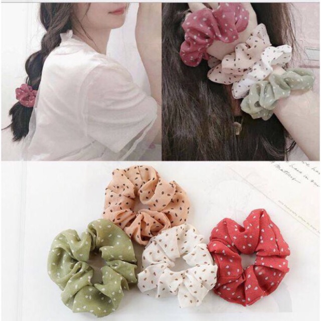 Cột tóc Scrunchies chấm bi