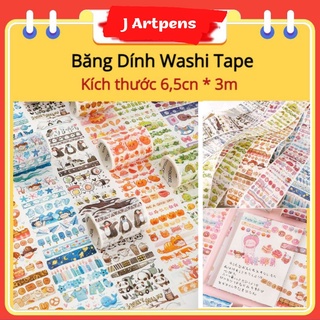 Cuộn Washi Tape Dán Trang Trí Nhiều Mẫu Kích Thước 6,5cm * 3m