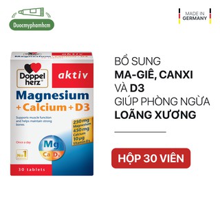 Viên uống bổ sung Canxi phòng ngừa loãng xương Doppelherz Magnesium + Calcium + D3 (Hộp 30 viên)