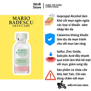 Dung Dịch Chấm Mụn Mario Badescu Drying Lotion Làm Khô Cồi và TIêu Mụn, Giảm Sưng Tấy 29ml - MnB Store