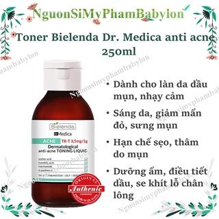 Toner Bielenda Dr Medica Anti-acne Dermatological Toning Liquid làm sạch sâu &amp; dịu da, giảm mụn, kiềm dầu nhờn