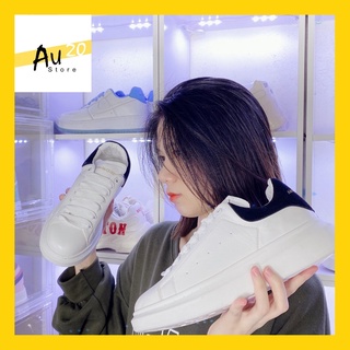 Giày thể thao nam nữ sneaker trắng gót đen đế cao basic