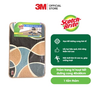 Thảm chống trượt cao cấp Scotch Brite 3M 40x60cm đa năng, lấy bụi hiệu quả, thấm hút nước tốt, hoạ tiết đường cong
