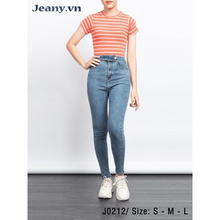 Quần Jean Ôm Skinny Lưng Siêu Cao Eo Dây Kiểu Nút Lai Thường J0212