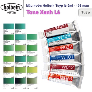 Màu nước Holbein Artist Watercolor Nhật Bản - Tuýp lẻ 5ml - Bảng màu Xanh lá