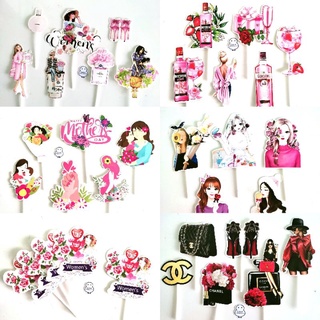 Bộ hình cắm giấy chủ đề gia đình, ngày Quốc tế phụ nữ, happy women's day, trang trí bánh 8/3, topper cake