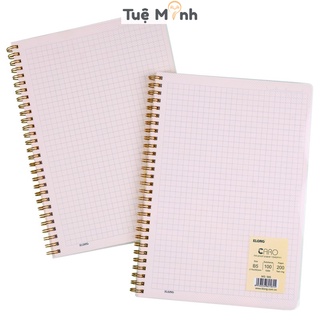 Vở caro 6x6mm 200 trang MS 585 lò xo kép B5 bìa nhựa trong suốt, tập sổ Klong