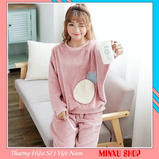 Bộ mặc nhà bộ đồ ngủ nữ mùa đông chất băng lông siêu mềm mại, ấm áp, mặc lại dễ thương, mùa đông ôm như ôm gấu (Mã BL)