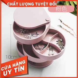 HỘP ĐỰNG TRANG SỨC NHỰA TRÒN 4 tầng xoay 360 độ (Gia dụng tiện ích 1102)