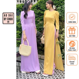 Áo dài cách tân nữ tay bồng cổ đính ngọc không kèm quần CHUU AD8022