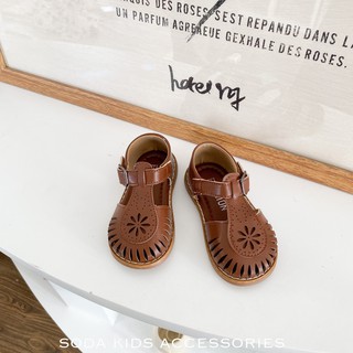 (Ảnh thật) Sandal nâu vintgae viền lỗ
