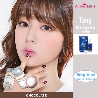 Kính áp tròng màu nâu Chocolate ANN365 đeo thoải mái tự nhiên dùng 1 năm cận Full 0 - 8 Độ