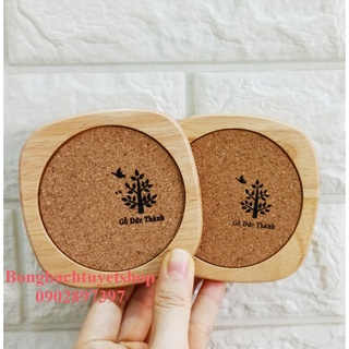Bộ lót ly 22171 Gỗ Đức Thành bộ có 2 cái - Bộ lót ly 2 cái bầu bần Đức Thành 22171
