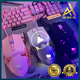 Chuột Máy Tính Có Dây Chuột Gaming LED RGB T-WOLF G530 Màu Hồng Chuột Laptop PC Mouse Chơi Game