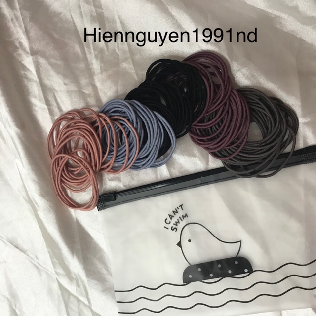 Set 100 dây cột tóc màu trơn