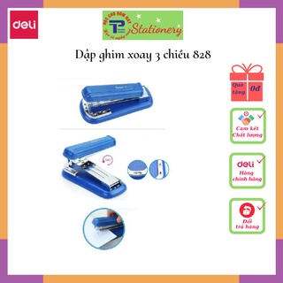 Dập ghim xoay chiều 25 trang Deli - Trắng, Đen, xanh dương - 1 cái - E0828