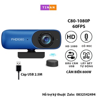 [1080P, Micro] Webcam Ultra Full HD C80 Kèm Micro, Lấy Nét Tự Động, Xoay 360 Độ, Phù Hợp Hội Nghị