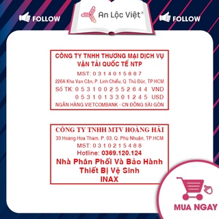 Khắc Dấu Công Ty (Theo yêu cầu) 6 - 8 dòng - Dầu Shiny S830 (38x75mm)
