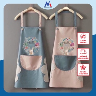 Free Ship❤️ Tạp Dề Hoa Thỏ Chống Nước Có Khăn Bông Lau Tay 2 Bên Hông - Kho Sỉ Nhật Minh