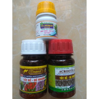 Bộ sản phẩm dưỡng cây chăm sóc cây mai, bông giấy ( Ac roots+Seasol+VK humat) - 100ml/chai