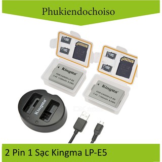 Bộ 2 pin 1 sạc Kingma cho Canon LP-E5 + Hộp đựng Pin, Thẻ nhớ