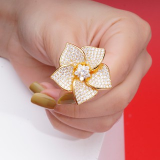 Nhẫn nữ UHA mạ vàng 18K đính đá CZ N417160-170