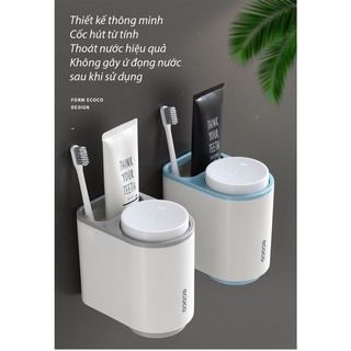 Giá Đỡ Bàn Chải Đánh Răng, Kem Đánh Răng ECOCO E1905 - Treo Tường, Không Cần Khoan - Hàng Cao Cấp - Tặng Kèm 2 Cốc