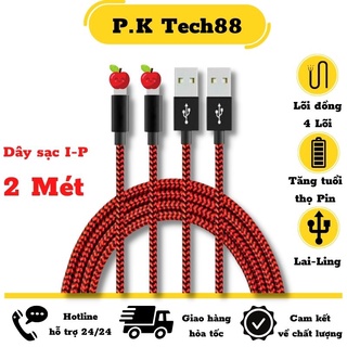 [DÀI 2 Mét] Dây Cáp sạc I.P cổng Lai-Ling ,dây sạc bọc dù 2m dùng có điện thoại và tai nghe bluetooth