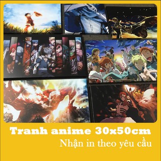 Tranh anime vải canvas khung treo tường decor 30X50CM trang trí nơi học tập One Piece Attack on Titan Kimetsu no Yaiba